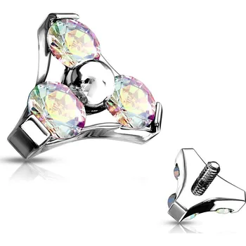 Piercing Atreya Náhradní ocelová koncovka s třemi zirkony pro microdermal piercing Barva: Aurora borealis / duhová