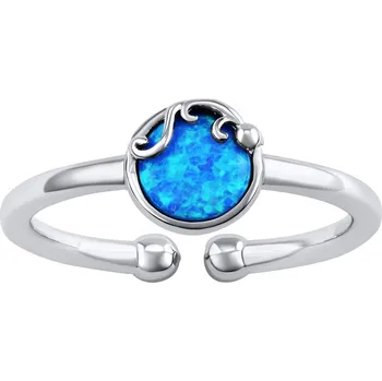 Prsten Stříbrný otevřený prsten Kitty s modrým syntetickým opálem JJJ1385ROB