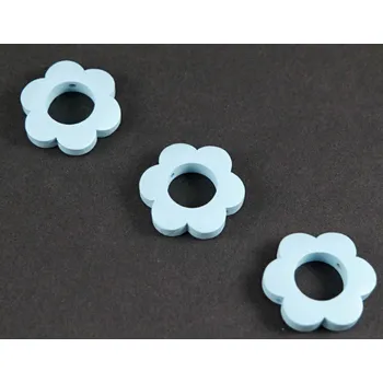 Dětské navlékací korálky Dřevěný korálek na dudlík - kytička - nebesky modrá - průměr 2,5 cm