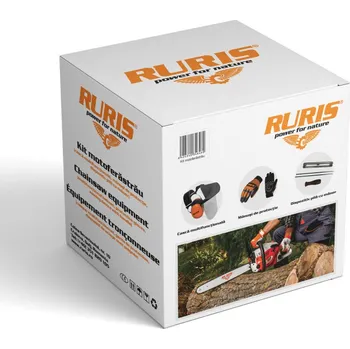 Pilový řetěz RURIS Sada pomůcek k motorové pile (multifunkční sluchátka se štítem, rukavice, pilník)