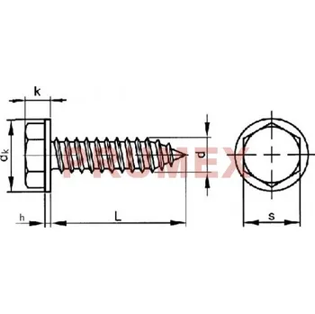 Šroub Šroub samořezný šestihran s límcem DIN 6928C 6,3x19 pozink