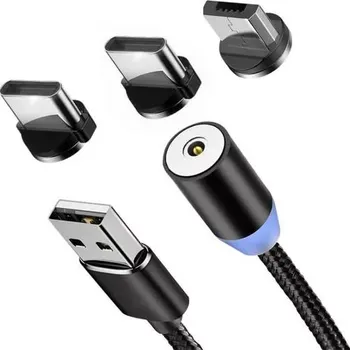 Datový kabel Magnetický USB nabíjecí kabel 3v1 LED