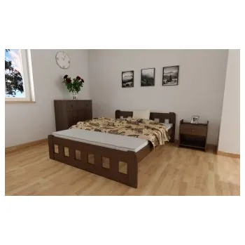 Postel Postel Nika 160 x 200 cm ořech masiv borovice zvýšená + rošt
