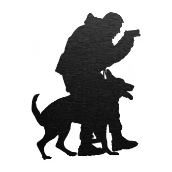 Samolepící dekorace SAMOLEPKA Psovod 004 pravá (63 - škrábaný kov černý) NA AUTO, NÁLEPKA, FÓLIE, POLEP, TUNING, VLASTNÍ TEXT, TISK, AUTOSAMOLEPKY.cz, POLEPY, OBRÁZEK, LOGO, SAMOLEPKY