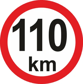 Značení Nejvyšší povolená rychlost - 110 km samolepící vinylová fólie průměr 150 mm
