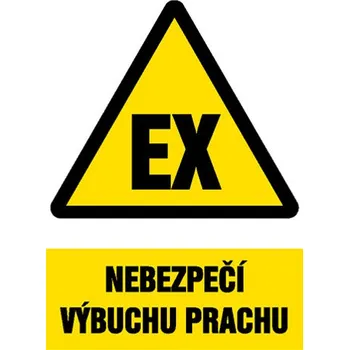 Značka Nebezpečí výbuchu prachu, samolepicí fólie, 148 × 210 mm