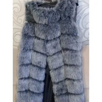 Prošívaná kožešinová vesta chlupatý kožich Barva: Stříbrná, Velikost: 2XL