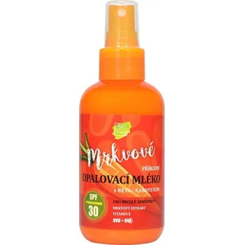 Přípravek na opalování Vivaco 100% přírodní opalovací mléko s mrkvovým extraktem SPF30 150 ml