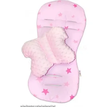 Příslušenství pro dětskou postel a kolébku Baby Nellys Komfortní sada 2v1 Baby Stars s minky, polštářek a poduška - růžová