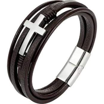 Náramek Amparo Miranda® Kožený náramek Silver Cross S150 hnědý