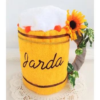 Ručník VER Textilní dort velké pivo s výšivkou jména nebo přezdívky (osuška 70x140cm + ručník 30x30cm)