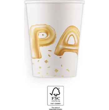 Party nádobí Procos Papírové kelímky - Zlatá oslava 8 ks