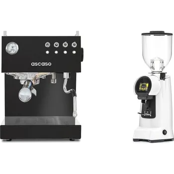 Kávovar Ascaso Steel DUO, Black + Eureka Helios 65, white