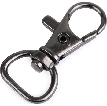 Kovová karabina otočná, průvlek 12 mm, barva 3 nikl černý