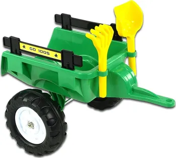 Dětské šlapadlo Vlek za traktor Trailer s nářadím střední 2kolový zelený