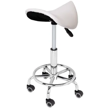 Stolička Timeless Tools Kosmetická sedlová židle na kolečkách bílá
