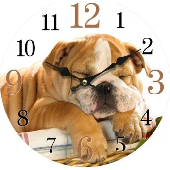 Hodiny Nástěnné hodiny Spící pejsek (Nástěnné hodiny se psem, Buldok)