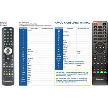 Dálkový ovladač General SKYWORTH SKW-T21FTA, SKY-T21FTA - náhradní dálkový ovladač