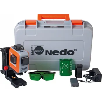 Měřící laser Nedo X-Liner 3D Green 460876 + 1x 2,6 Ah + nabíječka + kufr