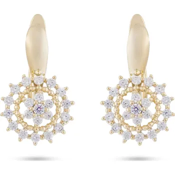 Náušnice biju Pozlacené náušnice 14 k, květina se zirkony 1002293