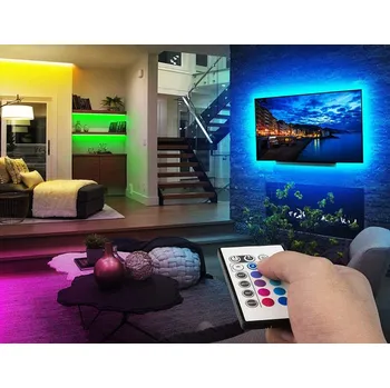 LED osvětlení LED KNM TV RGB-USB - barevný světelný pásek za televizi, délky 3m a 5m, regulace a dálkové ovládání, napájení 5V z USB zásuvky Velikost: 5m