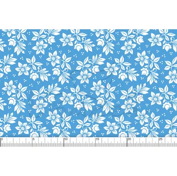 Fleece antipiling, Tradiční květy na modré