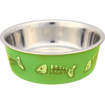 Miska pro psa Trixie miska nerezová vzor kostra rybky 0,3l Barva: zelená