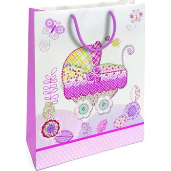 Dárková taška Dárková taška velká Kočárek holčička