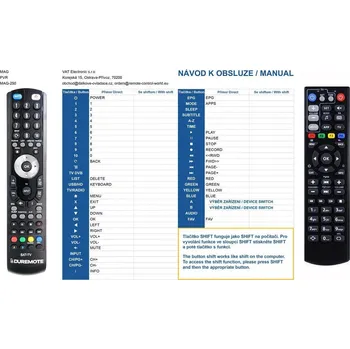 Dálkový ovladač General INFOMIR 250, 254, 256, 270, 322, 324, 351, 410, 420, 425, 520, 522, 524 IPTV Set Top Box - dálkový ovladač