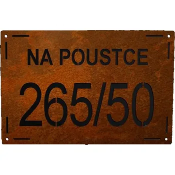 Domovní cedule Cortenové domovní číslo tabulka 6c - s černým podkladem