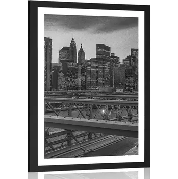 Plakát Dovido Plakát s paspartou rušné velkoměsto v černobílém provedení
