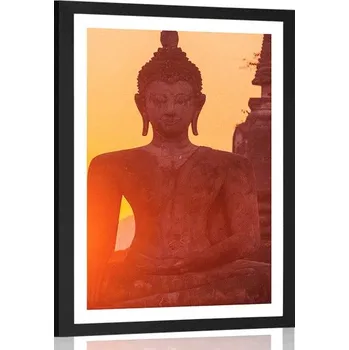 Plakát Dovido Plakát s paspartou socha Buddhy uprostřed kamenů