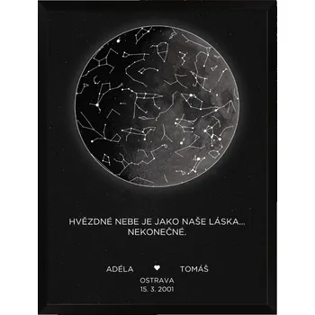 Plakát Plakát MĚSÍC s HVĚZDNOU OBLOHOU Rozměr plakátu: A3 (29,7 x 42 cm), Rámeček: Bez rámečku, Počet osob, Text: 2 osoby zobrazený text