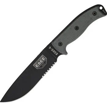 lovecký nůž ESEE Model 6 Serrated Black Sheath Black