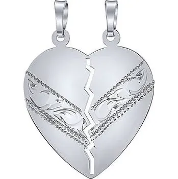 Přívěsek Partnerský stříbrný přívěsek srdce půlené - typ 2 SILVEGOB10090-2