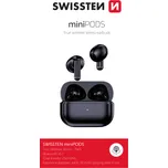 Bezdrátová sluchátka Bluetooth TWS Swissten MINIPODS, černá