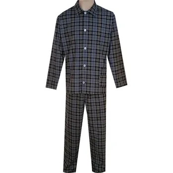 Pánské pyžamo Pánské Pyžamo Flanelové FOLTÝN PF13 šedá kostka Velikost: 5XL, Materiál: Flanel
