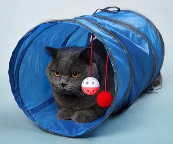 Hračka pro kočku Tunel pro kočky 47 x 25 cm modrý