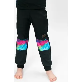Chlapecké kalhoty Dětské softshellové kalhoty Drexiss bez zateplení black shapes colours pink velikost 116-122