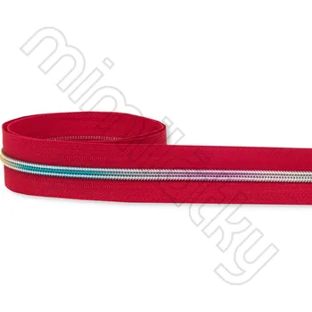 Zip Zip spirálový 5mm metráž červená/duhová