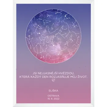 Plakát Plakát s hvězdnou oblohou - fialovo modrý Rozměr plakátu: A4 (21 x 29,7 cm), Rámeček: Bez rámečku, Počet osob, Text: 1 osoba zobrazený text