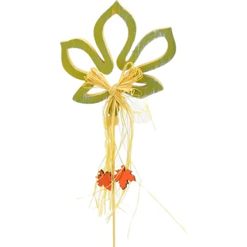 Zápich dřevěný list zelený