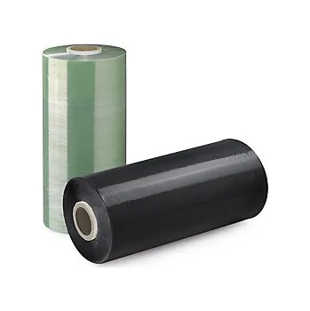 Obalový materiál Strojní stretch fólie šířka 500 mm, délka 1934m, zelená průhledná, z 50% recyklovaná, tloušťka 17µm | RAJA - Balení po 0 ks