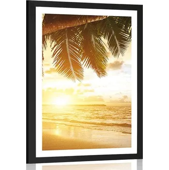Plakát Dovido Plakát s paspartou východ slunce na karibské pláži