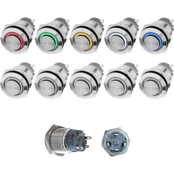 vypínač a zásuvka Onpira LED tlačítkový spínač 12V/48V, Ø12/16 mm Rozměr: 16 mm, Barva: Bílá, Model: Bez aretace