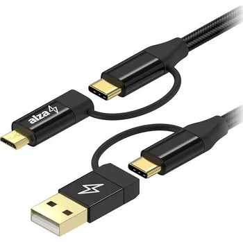 Kabel AlzaPower MultiCore 4in1 USB 60W 480Mbps 2m černý