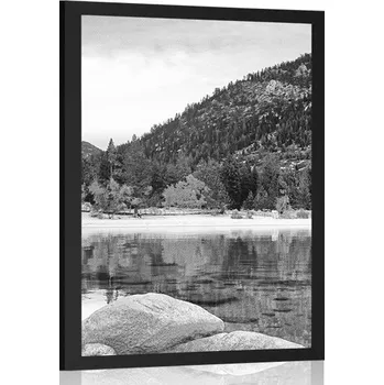 Plakát Dovido Plakát jezero v přírodě v černobílém provedení