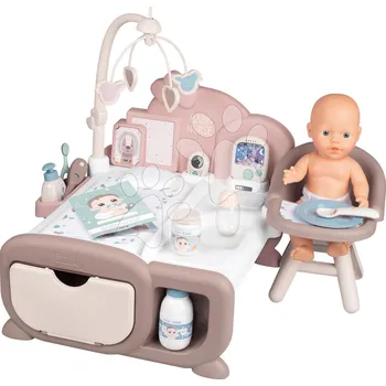 Doplněk pro panenku Domeček pro panenku Cocoon Nursery Natur D'Amour Baby Nurse Smoby denní a noční zóna s elektronickými funkcemi 20 doplňků