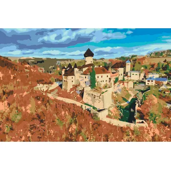Malování podle čísel - Hrad Sovinec Velikost: 40x60cm, Rámování: Pouze srolované plátno