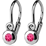 Šperky4U Dětské náušnice stříbrné, tmavě růžové zirkony - CS1210-F